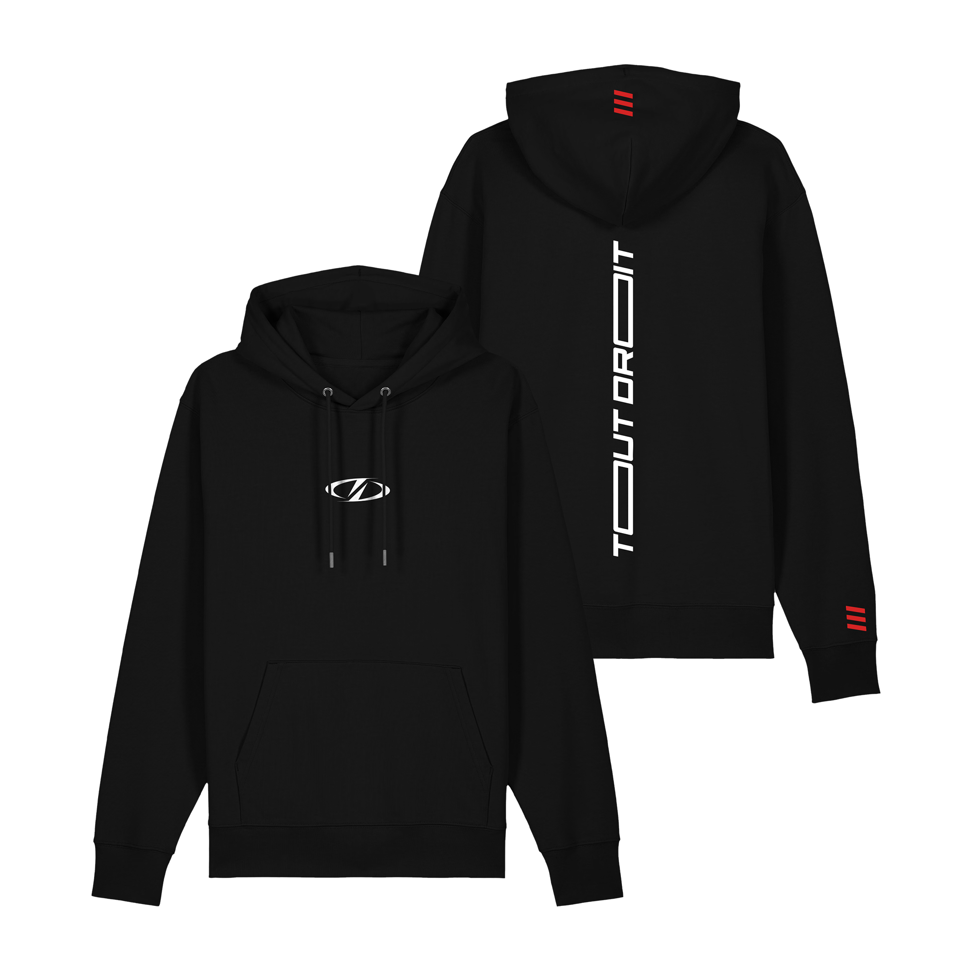 Hoodie Tout Droit - Noir
